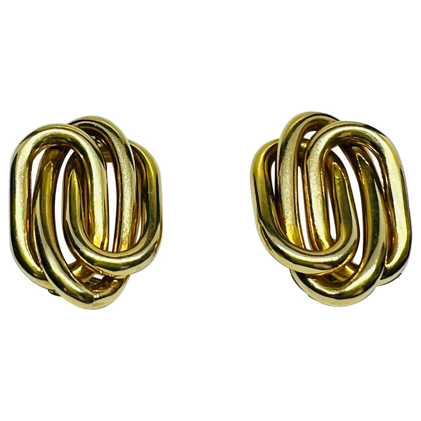 Designer Bvlgari 18K Yellow Gold Mid Century Modern Clip On Earrings 13.5 grams 