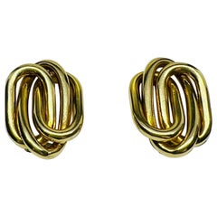 Designer Bvlgari 18K Yellow Gold Mid Century Modern Clip On Earrings 13.5 grams 