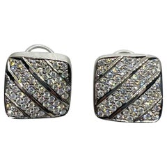 Vintage Designer Marlene Stowe 18K white Gold & Diamond Earrings 19.1 grams