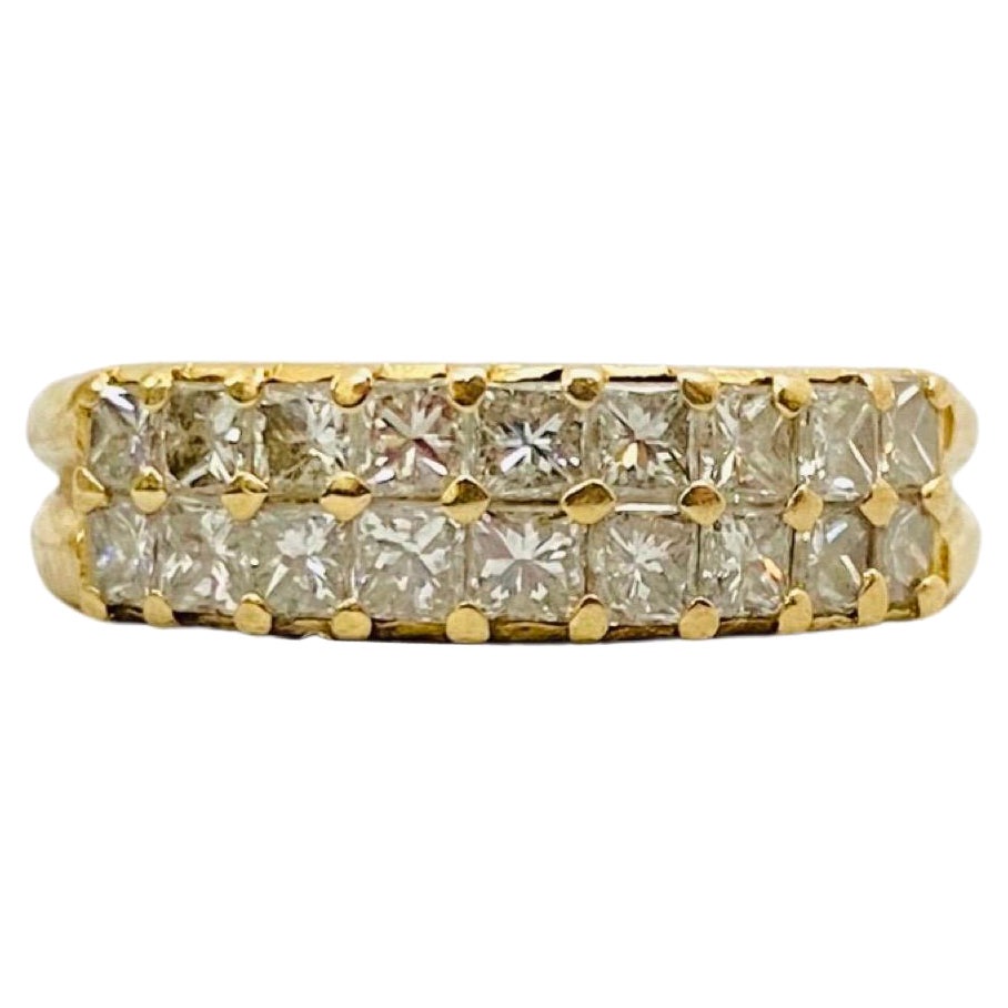 Vintage 1.07 Carat Diamonds Princess Cut Band Ring 14k Gold For Sale