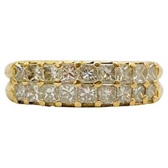 Vintage 1.07 Carat Diamonds Princesse Cut Band Ring 14k Gold