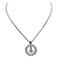 Vintage Roberto Coin Cento Baby O 18K White Gold & Diamond Pendant on 18 inch chain