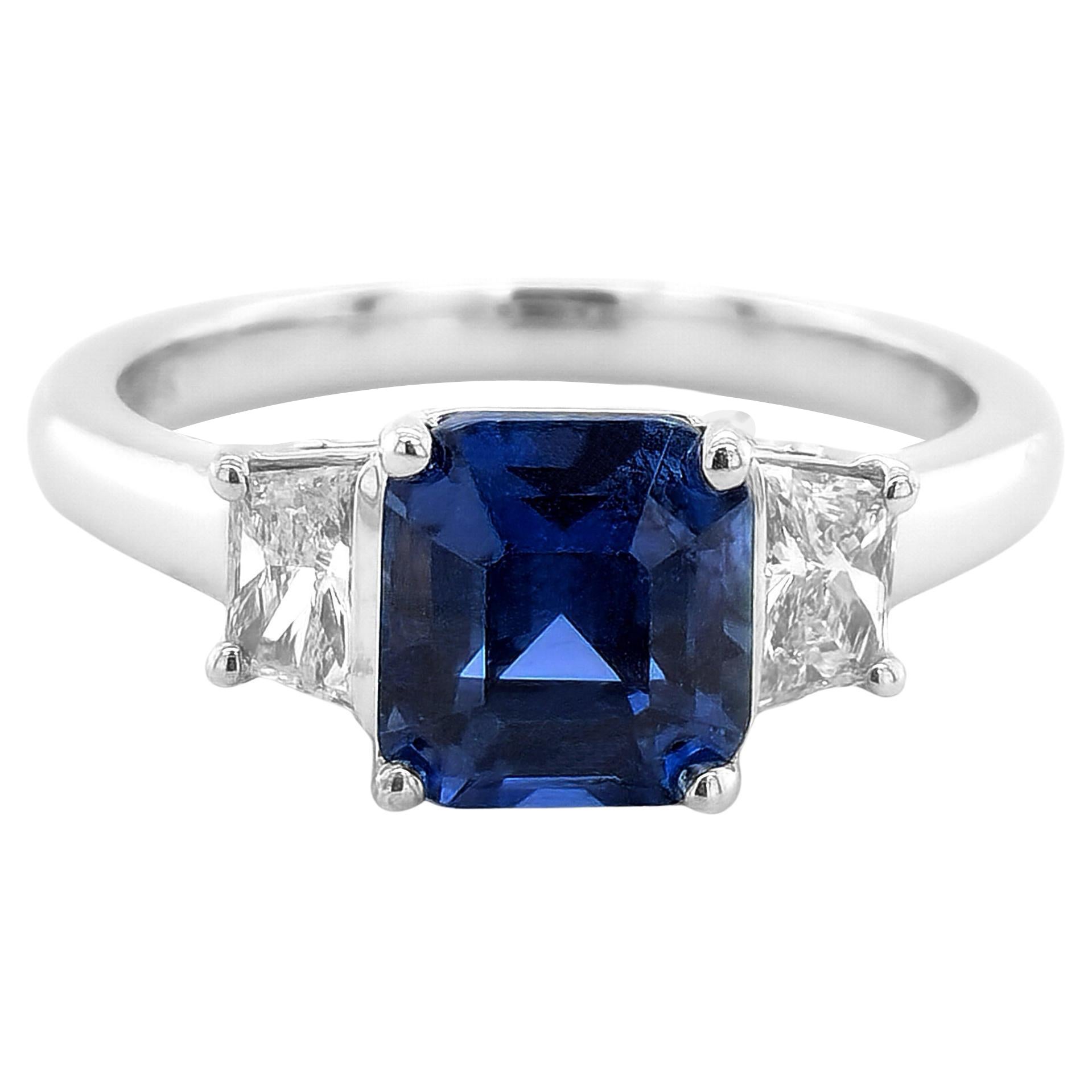 GRS Certified 2.18 Carats Cobalt Spinel Diamonds set in 18K White Gold Ring