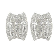 A Pair of White Gold and Diamond Earrings