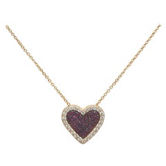 Ruby & Diamond Heart necklace In 14k Rose Gold