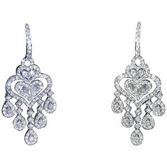 Fabelhafte Chandelier-Diamant-Ohrringe aus 18 Karat Weißgold 