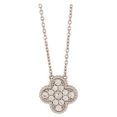 Vintage Alhambra Pendant Necklace 18KW Gold with diamonds