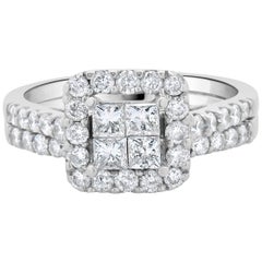 14 Karat White Gold Quad Set Diamond Engagement Ring