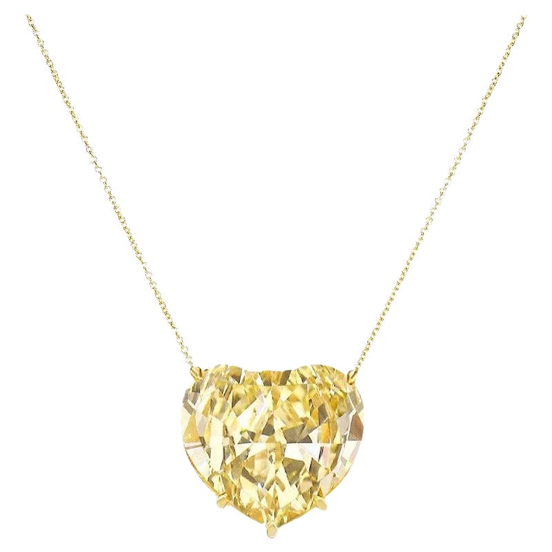 GIA Certified 3 Carat Fancy Yellow Heart Shape Diamond Pendant Necklace For Sale