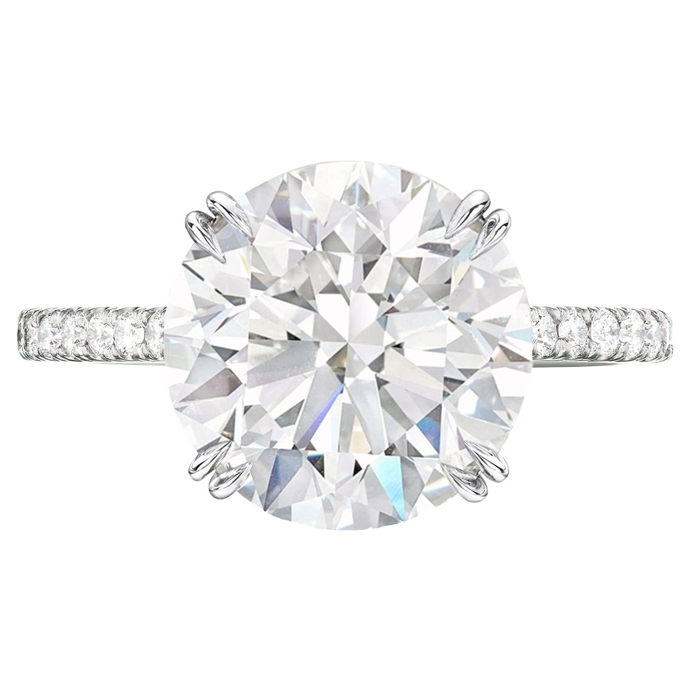 GIA-zertifizierter Solitär-Ring, 5 Karat runder Diamant im Brillantschliff, D Farbe, Diamant