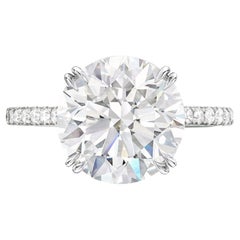 GIA Certified 5 Carat Round Brilliant Cut Diamond Solitaire Ring D VVS1