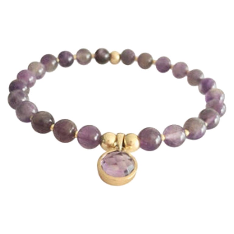 18K Gold Amethyst Crown Chakra Bracelet (Spirituality) by Elizabeth Raine For Sale