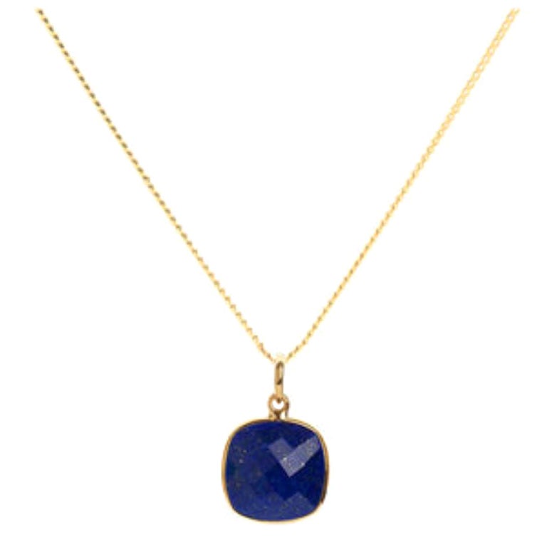 18K Gold Lapis Lazuli Third Eye Chakra Pendant Necklace by Elizabeth Raine For Sale