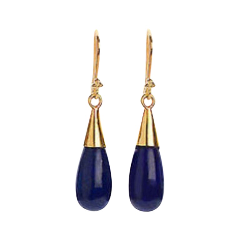 18K Lapis Lazuli Gold Third Eye Chakra Earrings by Elizabeth Raine For Sale