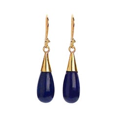 18K Lapis Lazuli Gold Third Eye Chakra Earrings by Elizabeth Raine