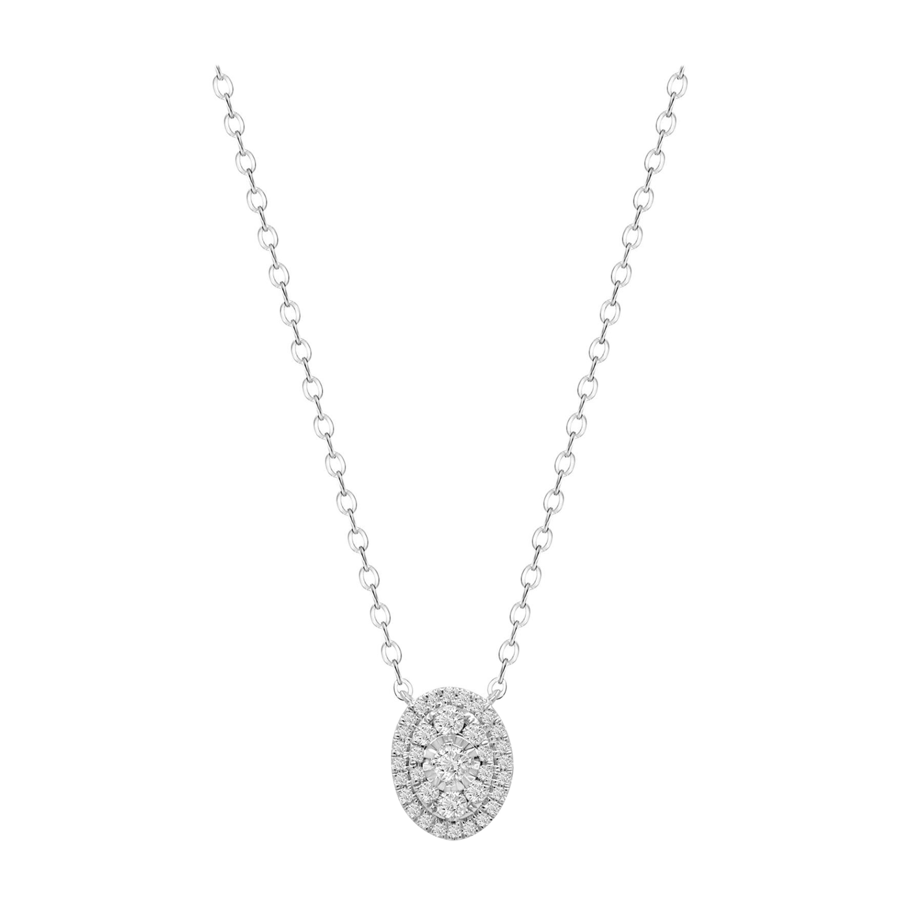 Illuminate Oval Double Halo Necklace For Sale