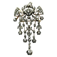 Antique 2.5 Carat Diamond Gold Pendant Brooch Moscow circa 1910