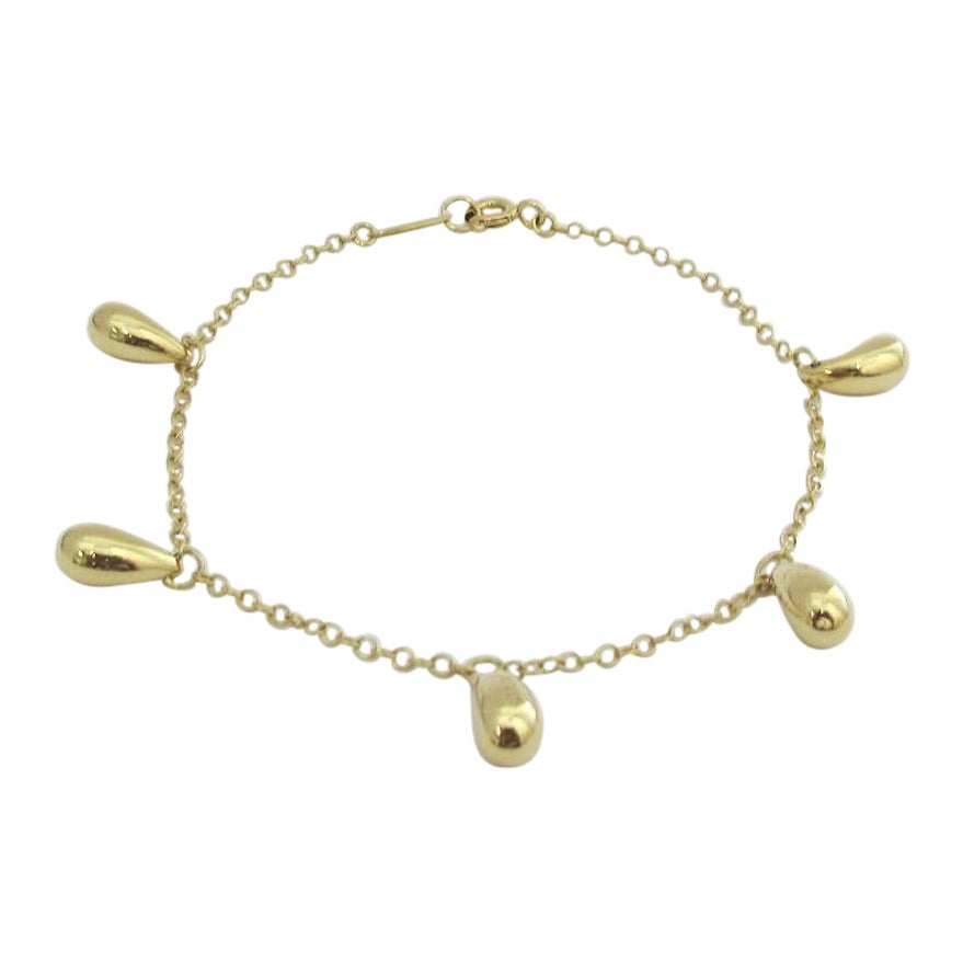 TIFFANY & Co. Elsa Peretti 18K Gold 5 Teardrop Bracelet 7"