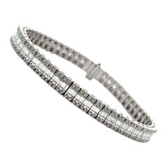 Bracelet tennis en or blanc 14 carats avec diamants baguettes et ronds