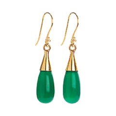18K Gold Green Onyx Heart Chakra Earrings by Elizabeth Raine