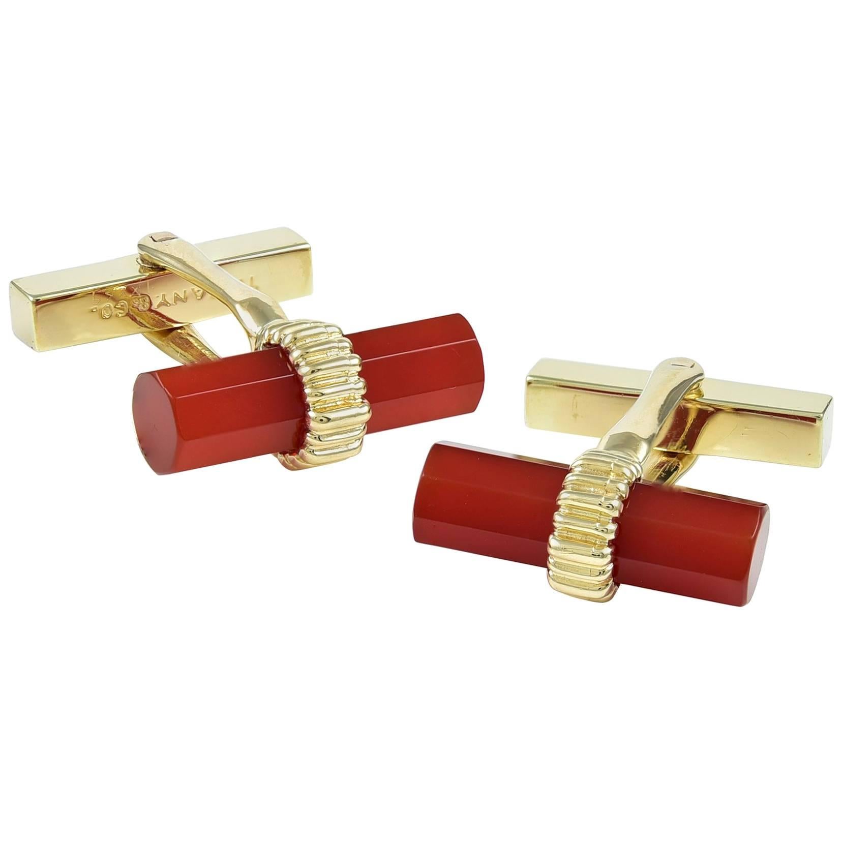 Tiffany & Co. Gold and Carnelian Cufflinks