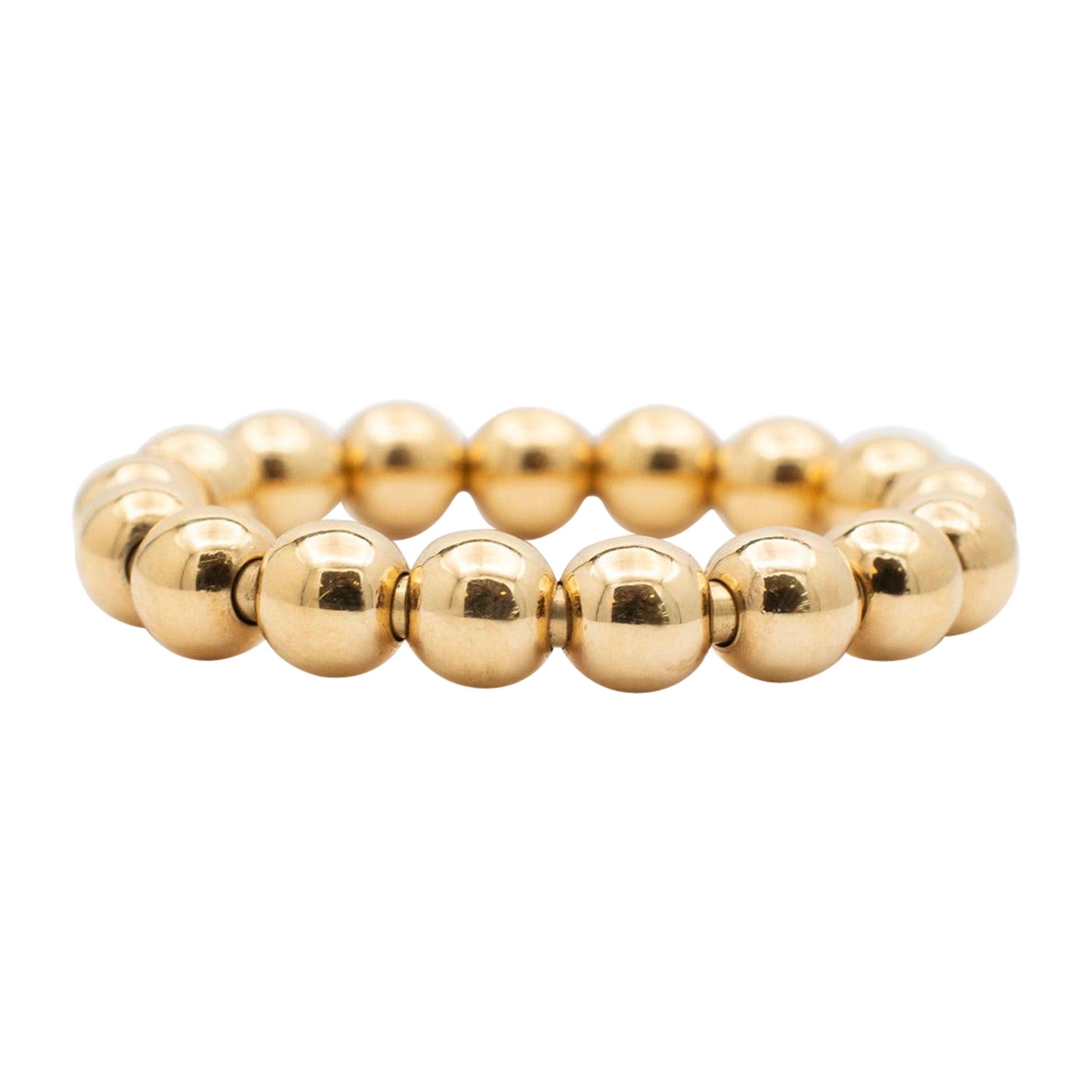 Ladies 18K Yellow Gold Adjustable Bead Band For Sale