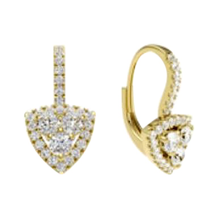 18ct Yellow Gold & Diamond Trillion Contemporary Earrings For Sale