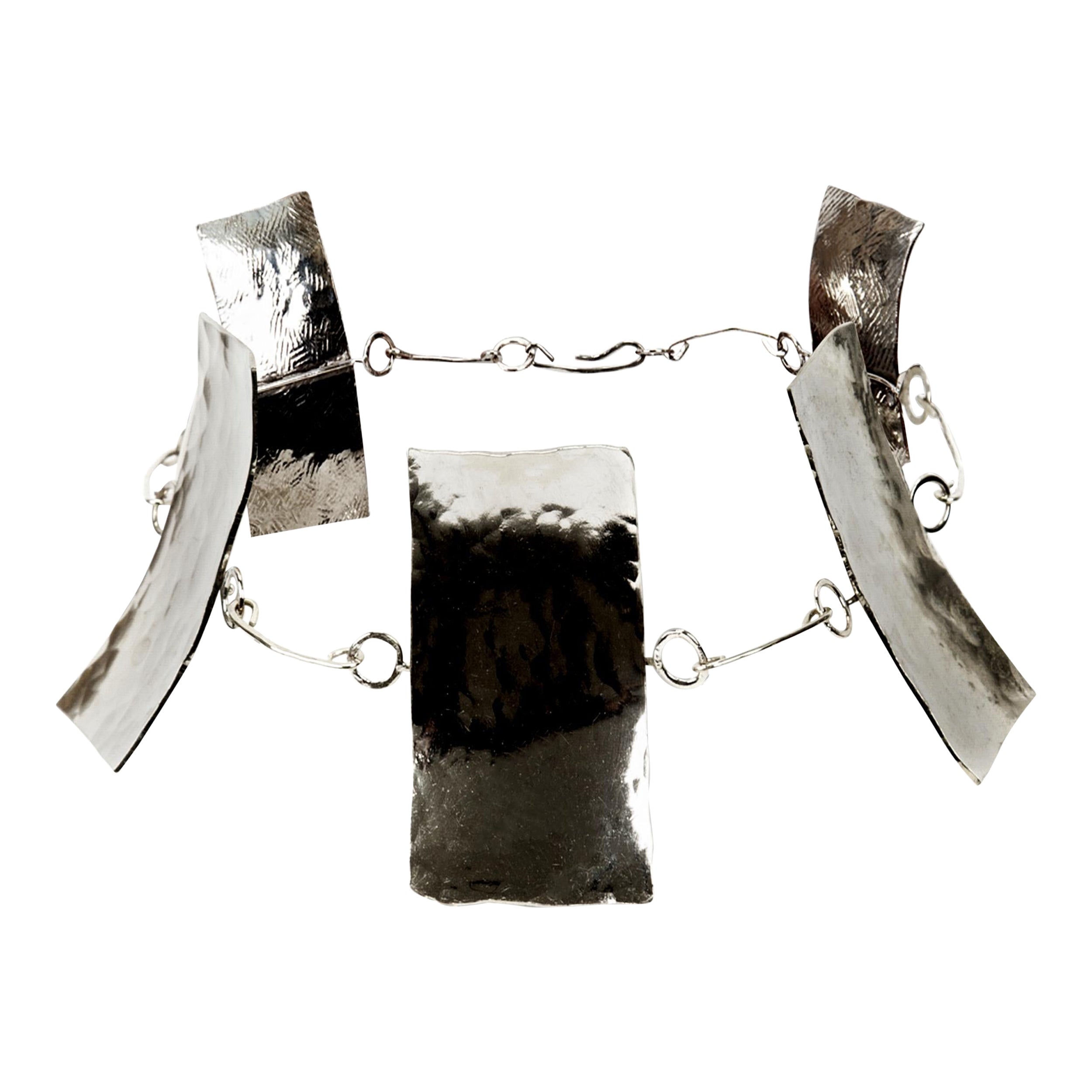 MAUKE V JEWELRY Sterling Silver Choker Viking With Hammered Structure For Sale