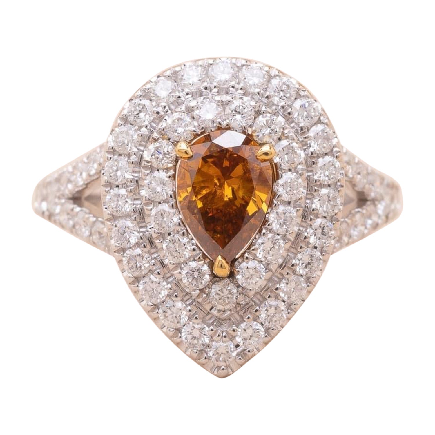 GIA Certified 0.62 carat Yellowish Fancy Diamond Ring  For Sale