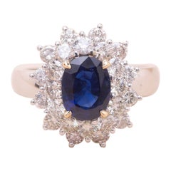1.91 carat Sapphire and Diamonds Cluster Ring