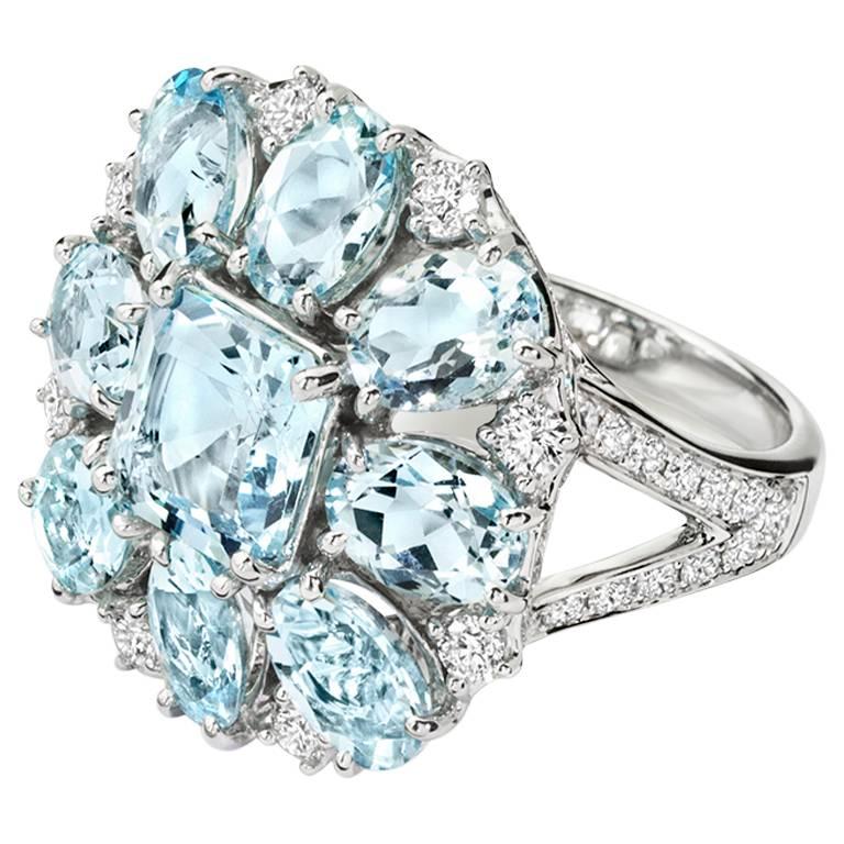 Ana Carolina Aquamarine Diamond Gold Ring