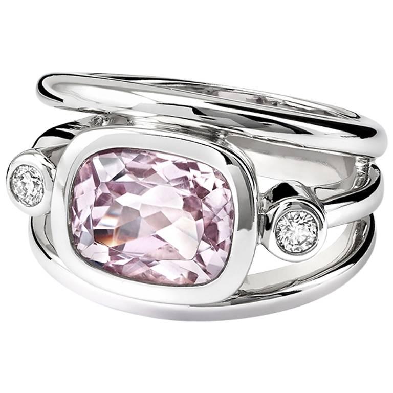 Aeneus Pink Kunzite Diamond Gold Ring