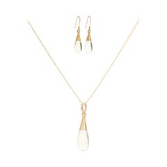 Collier et boucles d'oreilles en or 18K avec citrine et gouttelettes du chakra du plexus solaire