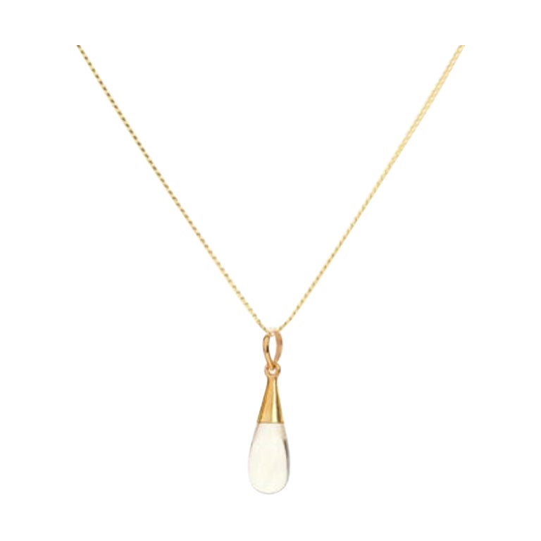 18 Karat Gold Citrin Solar Plexus Chakra Tropfenanhänger Halskette von Elizabeth Raine im Angebot