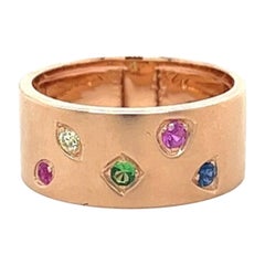 18 Karat Roségold Ring mit mehrfarbigen Edelsteinen und Diamanten
