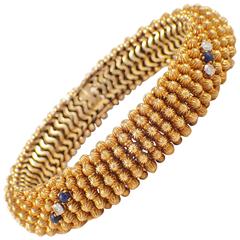 Beaded Gold Lapis Bracelet