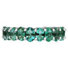 $1 NO RESERVE! 5.73 cttw Natural Emeralds Eternity Band - 14k White Gold