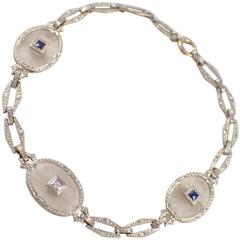 Art Deco  Crystal Sapphire Diamond Gold Bracelet