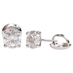 $1 NO RESERVE! 1.21 Carat Diamond - 14 kt. White gold - Earrings