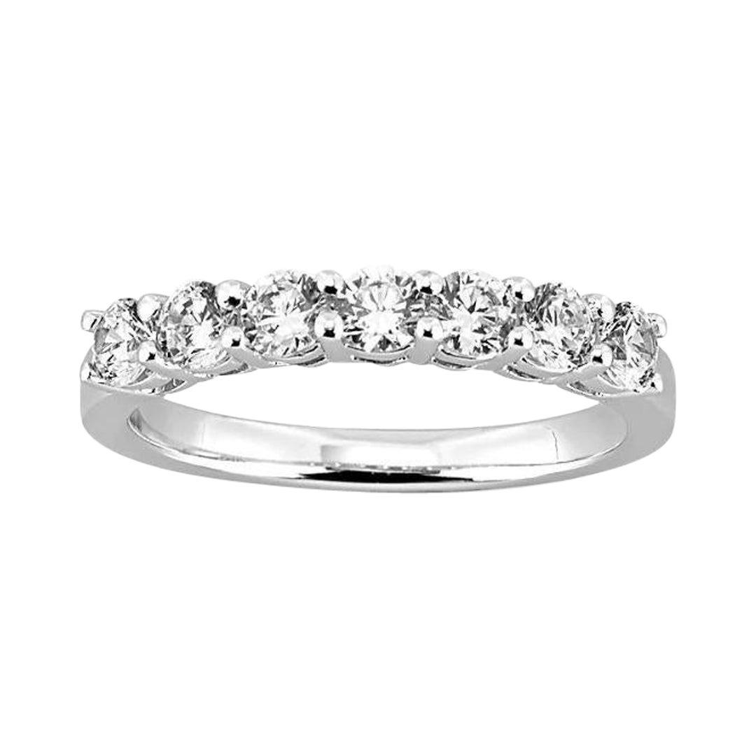 Classic Seven Stone Prong Set Diamond Band in White Gold For Sale