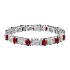 19.61ct Oval Ruby & Marquise Cut Diamond Bracelet in 18KT White Gold