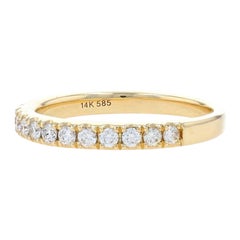 Yellow Gold Diamond French Set Wedding Band - 14k Round .34ctw Stackable Ring