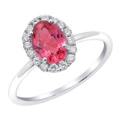 1.11 Carats Neon Tanzanian Spinel Diamonds set in 14K White Gold Ring