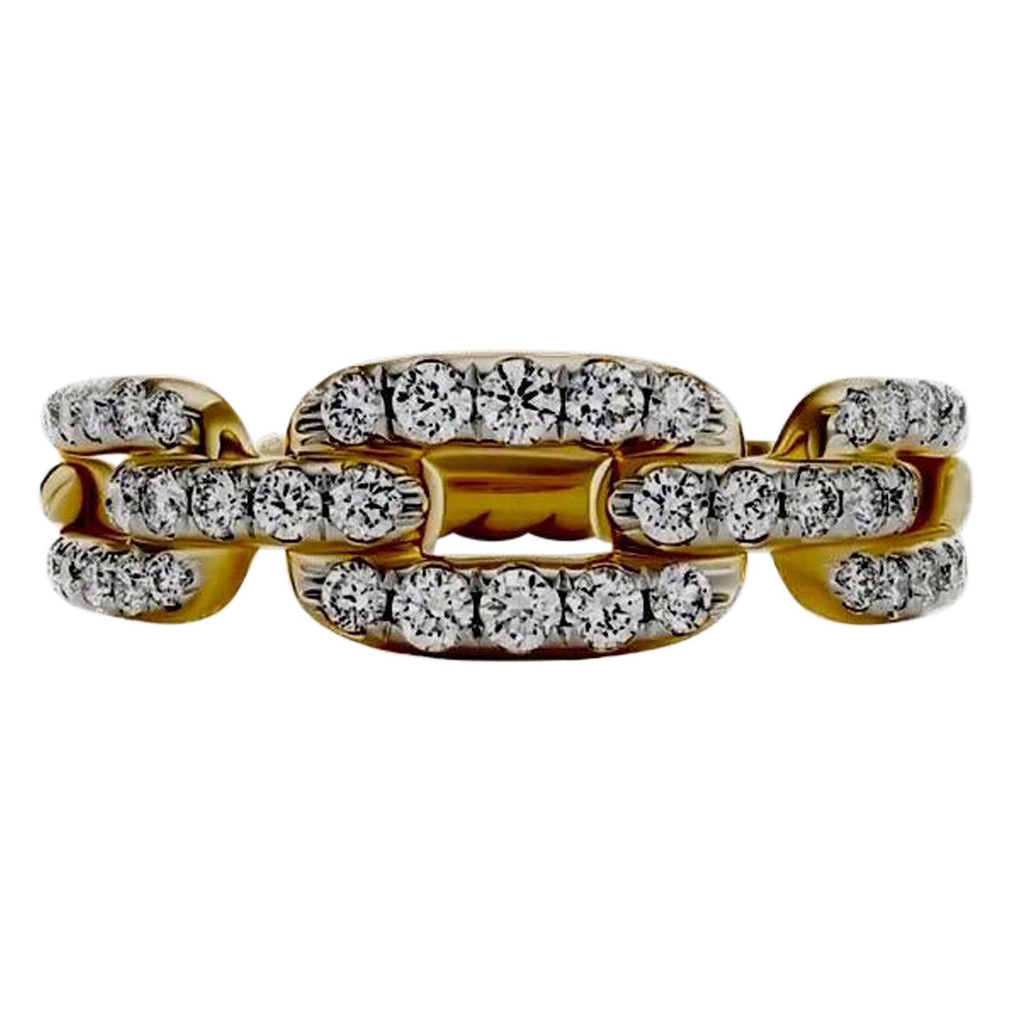 18K Yellow Gold David Yurman Stax Chain Link Diamond Ring