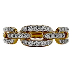 18K Yellow Gold David Yurman Stax Chain Link Diamond Ring