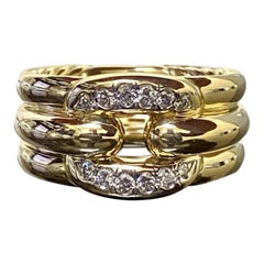 Bague en or jaune 18K avec diamants David Yurman Stax Chain Link