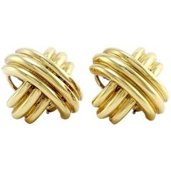 Tiffany & Co. Large Gold Criss Cross Earrings