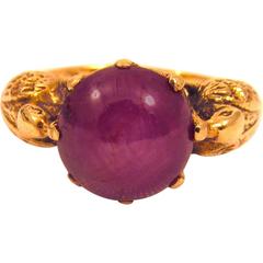 Antique Star Ruby Gold Ring 