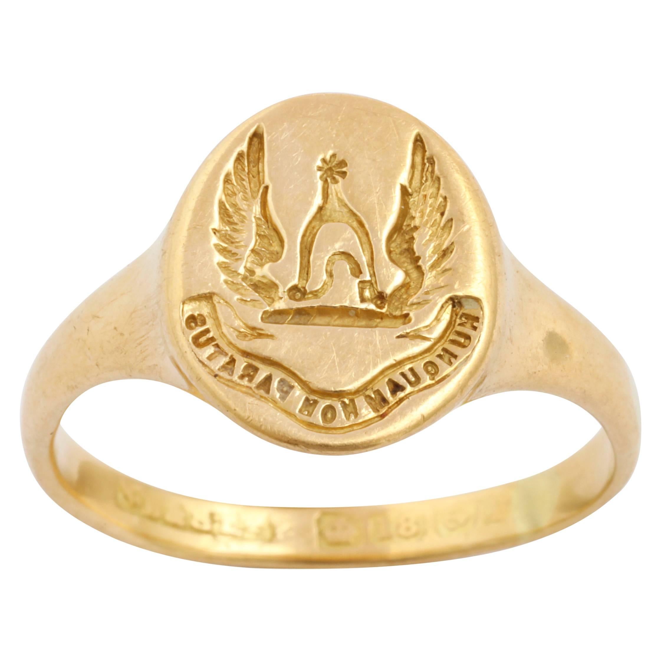 Antique Scottish Signet Ring of 18kt Gold, Clan Johnstone
