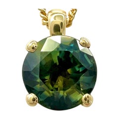 Unique 1 Carat Natural Parti Color Sapphire Diamond 18k Gold Hidden Halo Pendant
